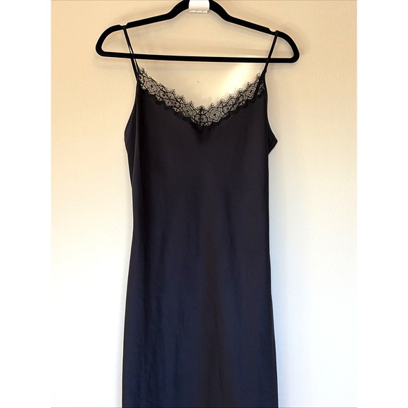 Wilfred Classic Black Lace Trim Midi Slip Dress Womens Medium - Picture 2 of 14